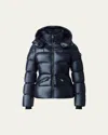 Mackage Womens Madalyn-v Lustrous Light Down Black Jacket In White