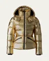 Mackage Madalyn Metallic Down Puffer Jacket With Hood In Gold