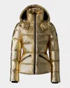 Mackage Madalyn Metallic Down Puffer Jacket With Hood In Gold