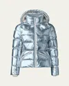 Mackage Madalyn Metallic Down Puffer Jacket With Hood In Silver