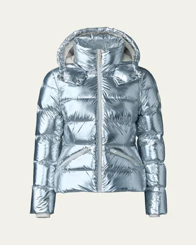 Mackage Madalyn Metallic Down Puffer Jacket With Hood In Silver