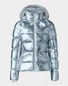Mackage Madalyn Metallic Down Puffer Jacket With Hood In Silver