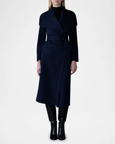 Mackage Mai Wool Belted Wrap Coat In Navy