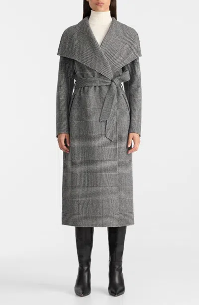 Mackage Mai Wool Long Wrap Coat In Black-cream