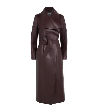 Mackage Mai-l Leather Wrap Coat In Purple