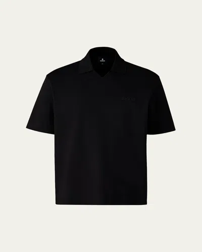 Mackage Marco Short-sleeve Logo Polo Top In Black