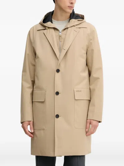 Mackage Mathias Hooded Buttoned Coat In Neutral