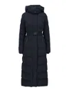 Mackage Maxi Quilted Down Coat With Detachable Hood In Blue