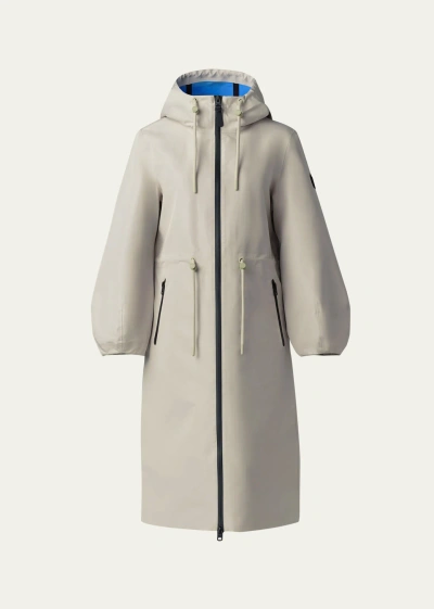 Mackage Mekelle Long Recycled Technical Rain Coat In Trench-celestial