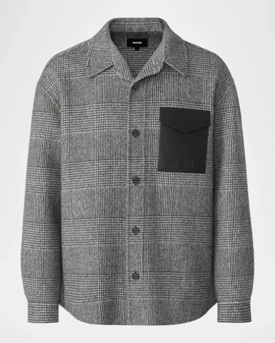 Mackage Men & Apos;s Emmanuel Double-face Wool Check Shirt Jacket In Black Cream