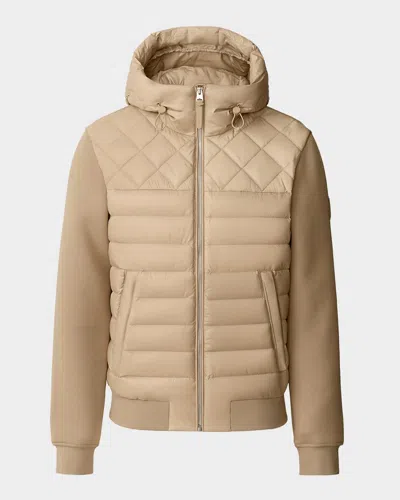 Mackage Men & Apos;s Fletcher Mixed-media Down Hooded Jacket In Neutral