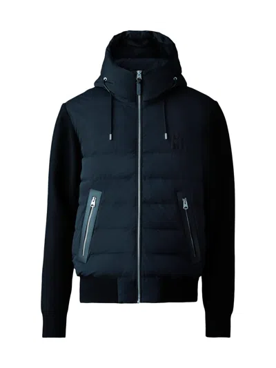 Mackage Men's Andrew Hooded Mixed-media Down Coat In Blue