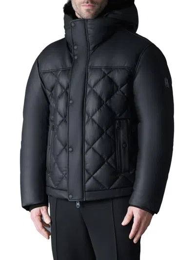 Mackage Men's Cash Shearling-trim Quilted Jacket In Black