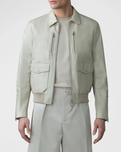 Mackage Men's Chance Leather Bomber Jacket In Trench