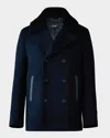 Mackage Men's Cole Wool Peacoat With Shearling Collar In Navy