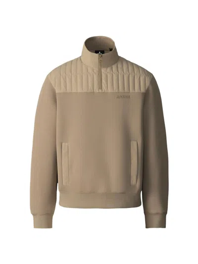Mackage Men's Corey Hybrid Down Quarter-zip Sweater In Brown
