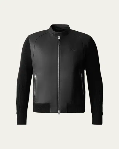 Mackage Men's Dominic Leather And Knit Logo Jacket In Black