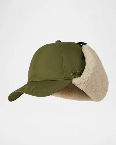 Mackage Men's Eddy-sa Shearling And Leather Baseball Cap In Green