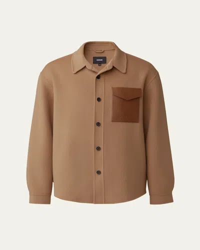 Mackage Men's Emmanuel Double-face Wool Overshirt In Lt Camel