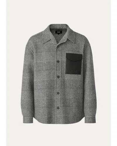 Mackage Men's Emmanuel Double-face Wool Check Shirt Jacket In Black Cream