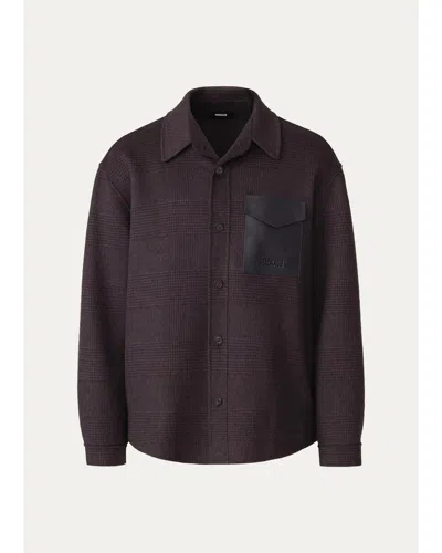 Mackage Men's Emmanuel Double-face Wool Check Shirt Jacket In Navy Coffee