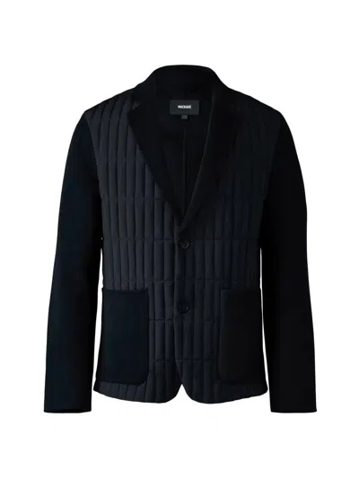 Mackage Men's John Vertical Quilted Mixed-media Blazer In Black