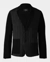 Mackage Men's John Vertical Quilted Mixed-media Blazer In Black