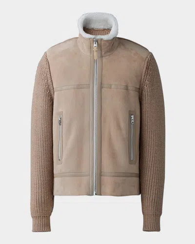 Mackage Men's Jonathan Mixed-media Shearling Jacket In Light Camel