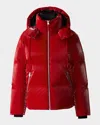 Mackage Men's Kent-glo High-gloss Hooded Down Jacket In Red
