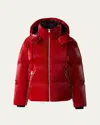 Mackage Men's Kent-glo High-gloss Hooded Down Jacket In Red
