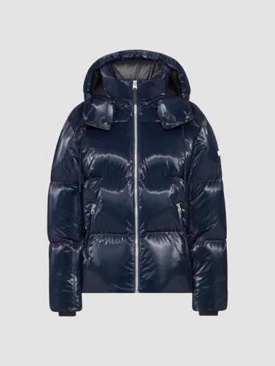 Mackage Men's Kent High-gloss Hooded Down Jacket In Marine Blue