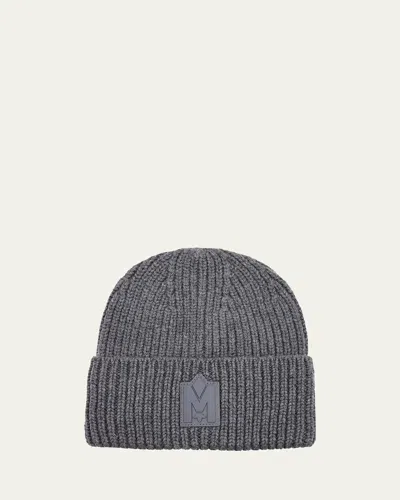 Mackage Men's M-logo Patch Beanie Hat In Gray