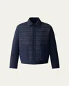 Mackage Men's Maxwell Chevron Quilted Down Shirt Jacket In Blue