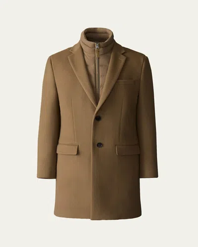 MACKAGE MEN'S SKAI-SLB 3-IN-1 WOOL OVERCOAT WITH REMOVABLE DOWN LINER