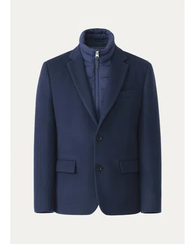 Mackage Men's Sutton Wool Coat With Removable Down Bib In Blue