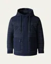 Mackage Men's Thiago Chevron Quilted Down Hooded Jacket In Blue