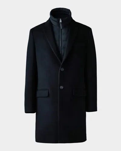 MACKAGE MEN'S WOOL TOPCOAT WITH REMOVABLE DOWN BIB