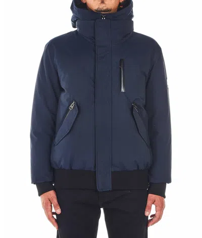 Mackage Navy Blue Hooded Down Jacket In Black