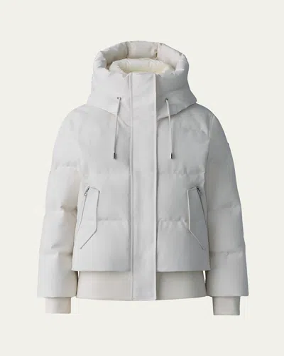 Mackage Nefi Nordic Tech Down Jacket With Hood In Cream