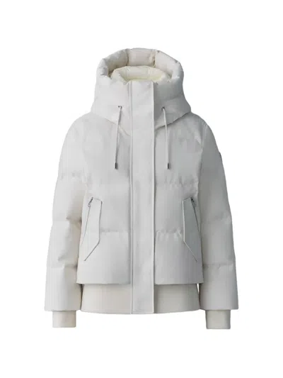Mackage Nefi Nordic Tech Down Jacket With Hood In Cream