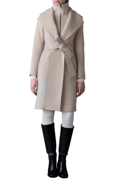 MACKAGE MACKAGE NORITA BELTED DOUBLE FACE WOOL COAT WITH WOOL BLEND BIB