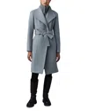 Mackage Norita Double-face Belted Wool Coat In Grey Melange