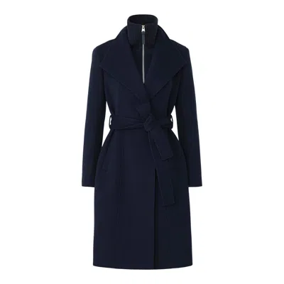 Mackage Norita-zz Belted Wool Coat In Blue