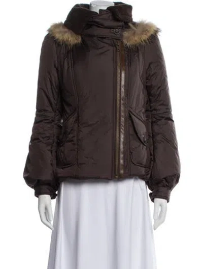 Pre-owned Mackage Nylon Biker Jacket In Brown