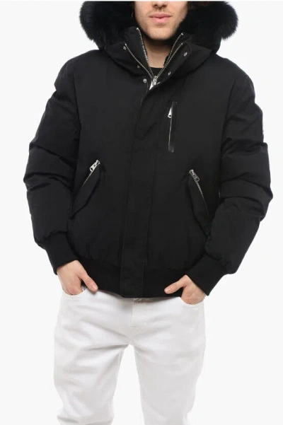 Mackage Nylon Blend Dixon Down Jacket With Real Fur In Black
