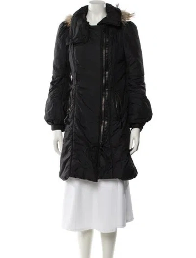 Pre-owned Mackage Nylon Faux Fur Jacket In Blue