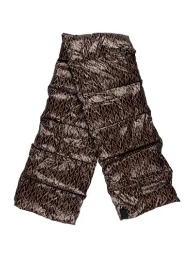 Pre-owned Mackage Nylon Graphic Print Scarf W/ Tags In Brown