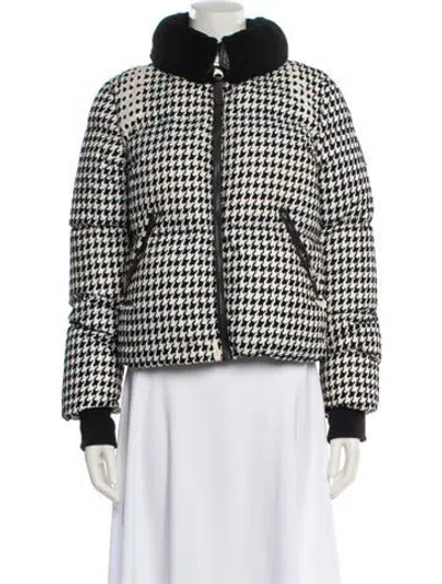 Pre-owned Mackage Nylon Houndstooth Print Down Jacket In Black