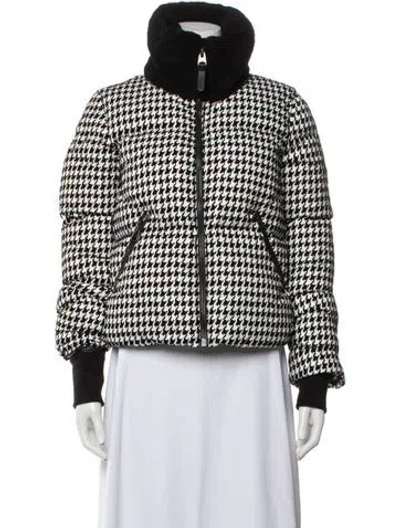 Pre-owned Mackage Nylon Houndstooth Print Down Jacket In Black