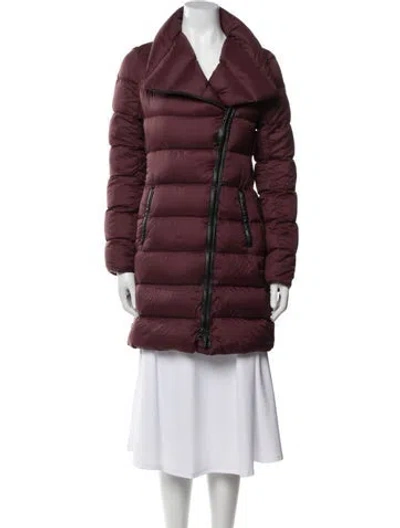 Pre-owned Mackage Nylon Striped Down Coat In Burgundy